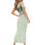 Sage Green Hawaiian Palaka Family Matching Short Sleeve Bodycon Dress and Hawaiian Shirt Kukui Nut Money Lei - Polynesian Pride