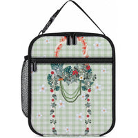 Sage Green Hawaiian Palaka Lunch Bag Kukui Nut Money Lei LT9 10.2 × 8.3 × 4.3 inch Green - Polynesian Pride