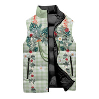 Sage Green Hawaiian Palaka Sleeveless Puffer Jacket Kukui Nut Money Lei - Polynesian Pride