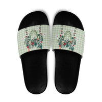 Sage Green Hawaiian Palaka Slide Sandals Kukui Nut Money Lei LT9 Green - Polynesian Pride