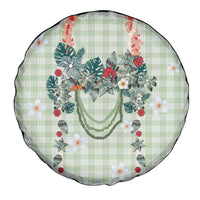 Sage Green Hawaiian Palaka Spare Tire Cover Kukui Nut Money Lei - Polynesian Pride