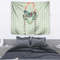 Sage Green Hawaiian Palaka Tapestry Kukui Nut Money Lei LT9 - Polynesian Pride