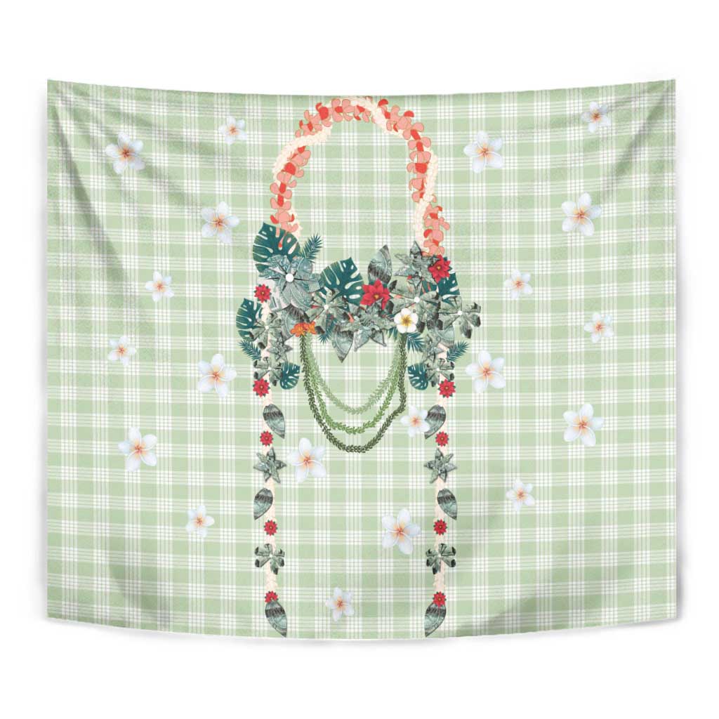 Sage Green Hawaiian Palaka Tapestry Kukui Nut Money Lei LT9 - Polynesian Pride