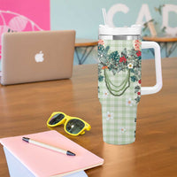 Sage Green Hawaiian Palaka Tumbler With Handle Kukui Nut Money Lei - Polynesian Pride