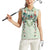Sage Green Hawaiian Palaka Women Sleeveless Polo Shirt Kukui Nut Money Lei - Polynesian Pride