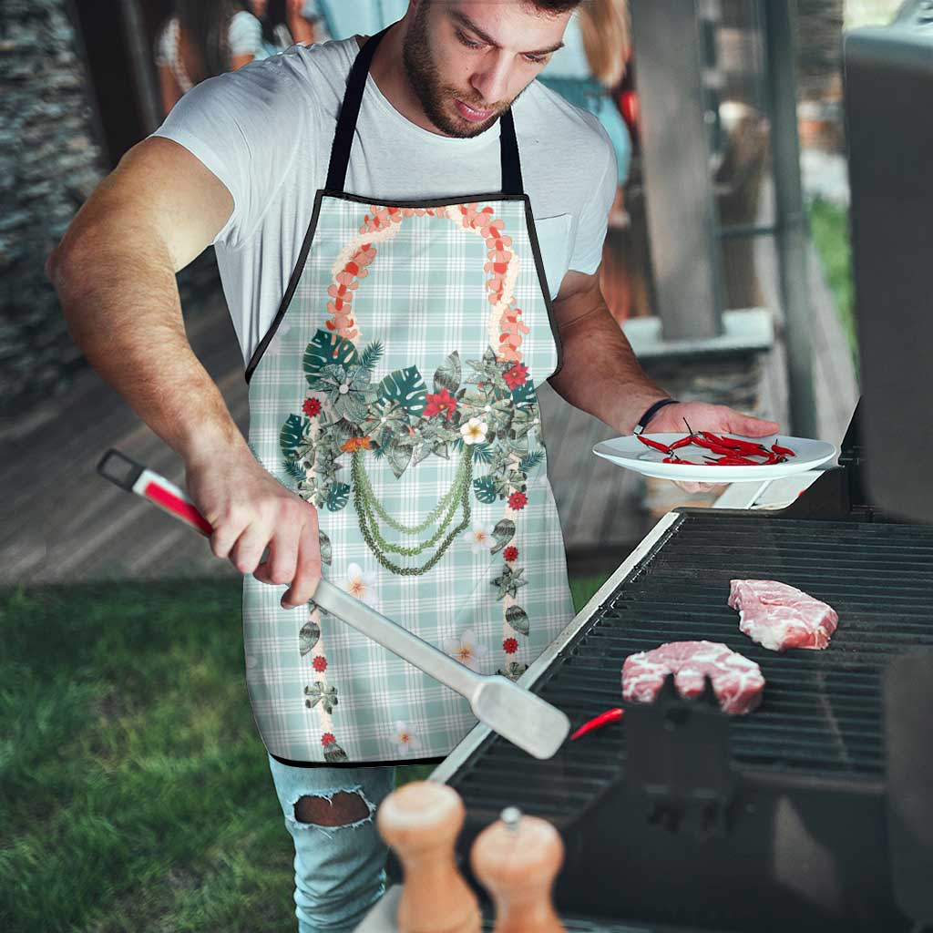 Turquoise Hawaiian Palaka Apron Kukui Nut Money Lei - Polynesian Pride