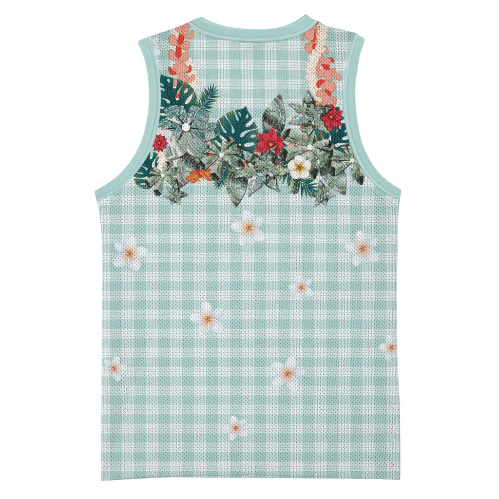 Turquoise Hawaiian Palaka Basketball Jersey Kukui Nut Money Lei - Polynesian Pride