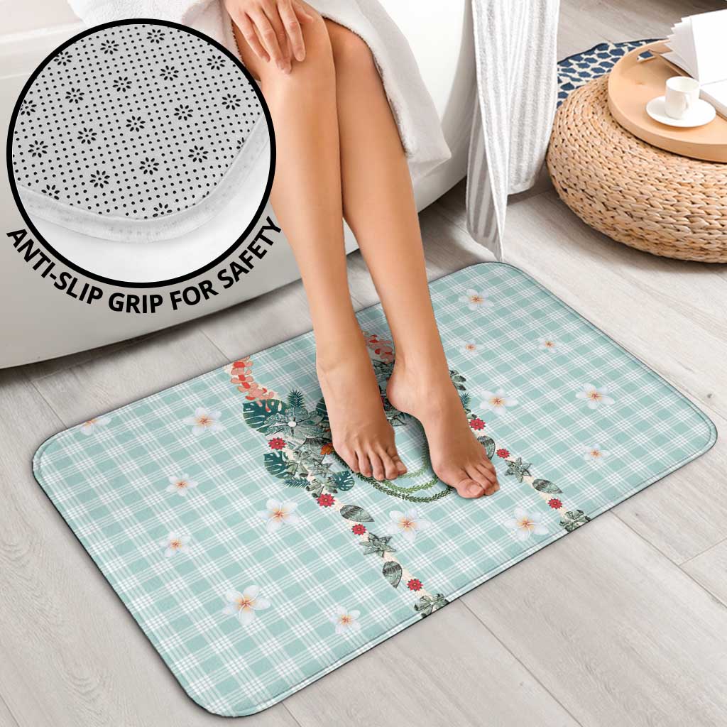 Turquoise Hawaiian Palaka Bathroom Set Kukui Nut Money Lei - Polynesian Pride