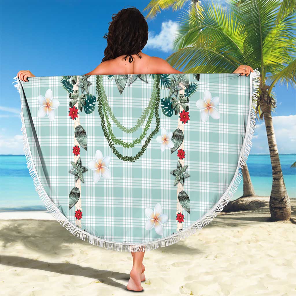 Turquoise Hawaiian Palaka Beach Blanket Kukui Nut Money Lei - Polynesian Pride