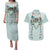 Turquoise Hawaiian Palaka Couples Matching Puletasi and Hawaiian Shirt Kukui Nut Money Lei - Polynesian Pride