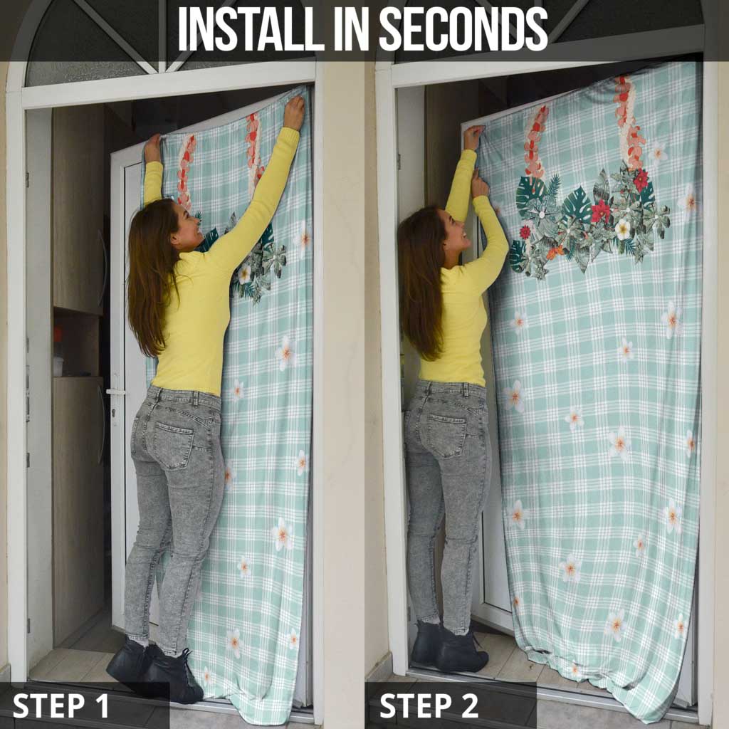 Turquoise Hawaiian Palaka Door Cover Kukui Nut Money Lei - Polynesian Pride