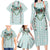 Turquoise Hawaiian Palaka Family Matching Long Sleeve Bodycon Dress and Hawaiian Shirt Kukui Nut Money Lei - Polynesian Pride