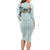 Turquoise Hawaiian Palaka Family Matching Long Sleeve Bodycon Dress and Hawaiian Shirt Kukui Nut Money Lei - Polynesian Pride