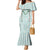 Turquoise Hawaiian Palaka Family Matching Mermaid Dress and Hawaiian Shirt Kukui Nut Money Lei - Polynesian Pride