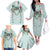 Turquoise Hawaiian Palaka Family Matching Off The Shoulder Long Sleeve Dress and Hawaiian Shirt Kukui Nut Money Lei - Polynesian Pride