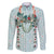 Turquoise Hawaiian Palaka Family Matching Off The Shoulder Long Sleeve Dress and Hawaiian Shirt Kukui Nut Money Lei - Polynesian Pride