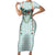 Turquoise Hawaiian Palaka Family Matching Short Sleeve Bodycon Dress and Hawaiian Shirt Kukui Nut Money Lei - Polynesian Pride