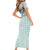Turquoise Hawaiian Palaka Family Matching Short Sleeve Bodycon Dress and Hawaiian Shirt Kukui Nut Money Lei - Polynesian Pride
