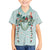 Turquoise Hawaiian Palaka Family Matching Short Sleeve Bodycon Dress and Hawaiian Shirt Kukui Nut Money Lei - Polynesian Pride