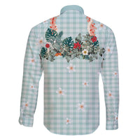 Turquoise Hawaiian Palaka Family Matching Summer Maxi Dress and Hawaiian Shirt Kukui Nut Money Lei - Polynesian Pride