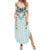 Turquoise Hawaiian Palaka Family Matching Summer Maxi Dress and Hawaiian Shirt Kukui Nut Money Lei - Polynesian Pride
