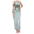 Turquoise Hawaiian Palaka Family Matching Tank Maxi Dress and Hawaiian Shirt Kukui Nut Money Lei - Polynesian Pride