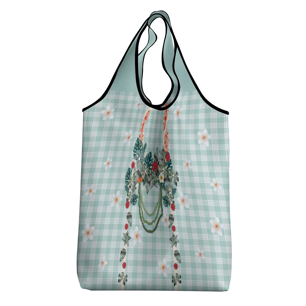 Turquoise Hawaiian Palaka Grocery Bag Kukui Nut Money Lei - Polynesian Pride