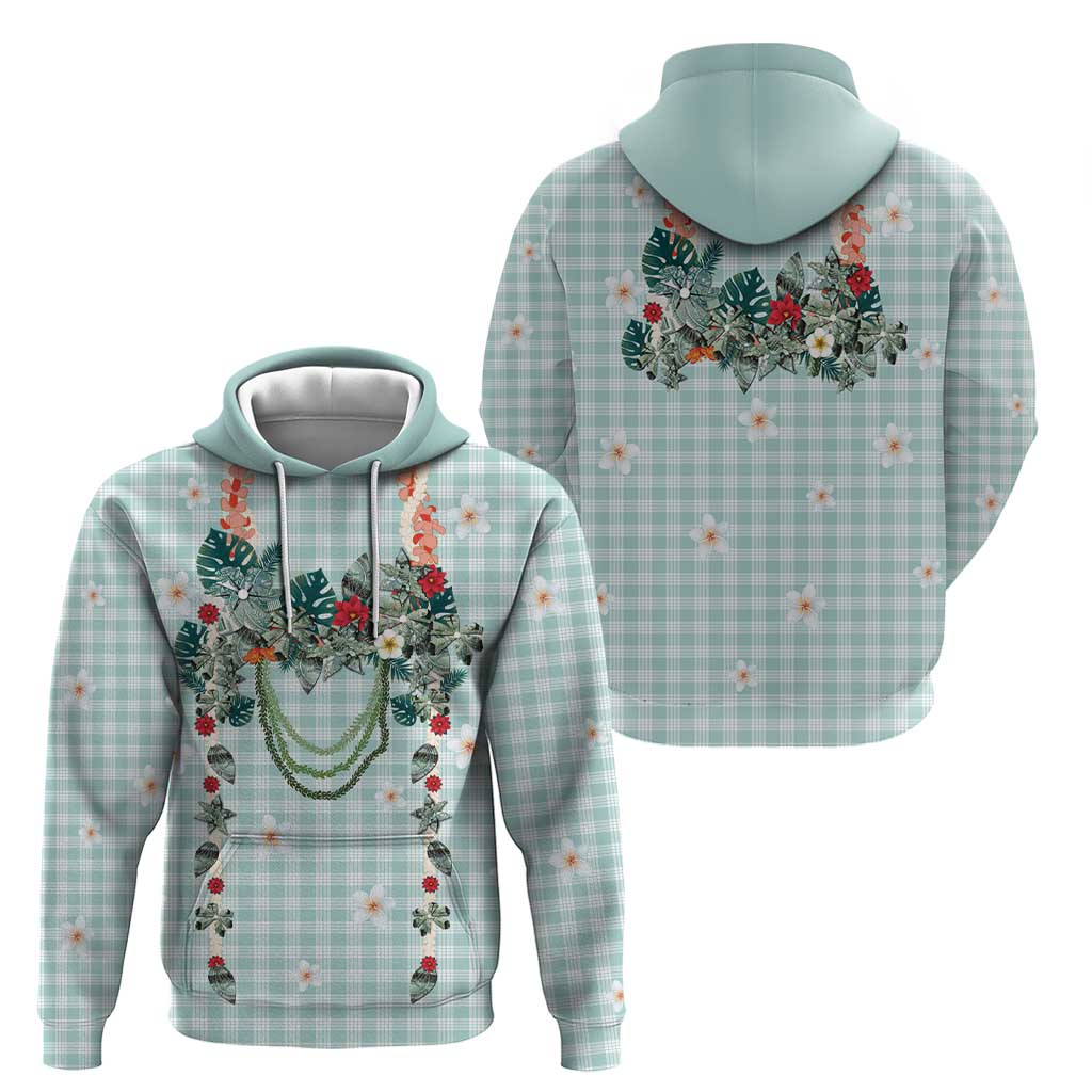 Turquoise Hawaiian Palaka Hoodie Kukui Nut Money Lei - Polynesian Pride