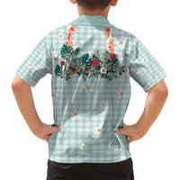 Turquoise Hawaiian Palaka Kid Hawaiian Shirt Kukui Nut Money Lei - Polynesian Pride
