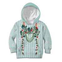Turquoise Hawaiian Palaka Kid Hoodie Kukui Nut Money Lei - Polynesian Pride
