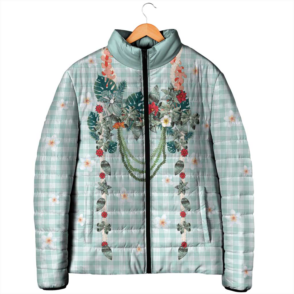 Turquoise Hawaiian Palaka Padded Jacket Kukui Nut Money Lei - Polynesian Pride