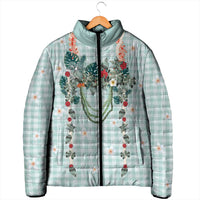 Turquoise Hawaiian Palaka Padded Jacket Kukui Nut Money Lei - Polynesian Pride