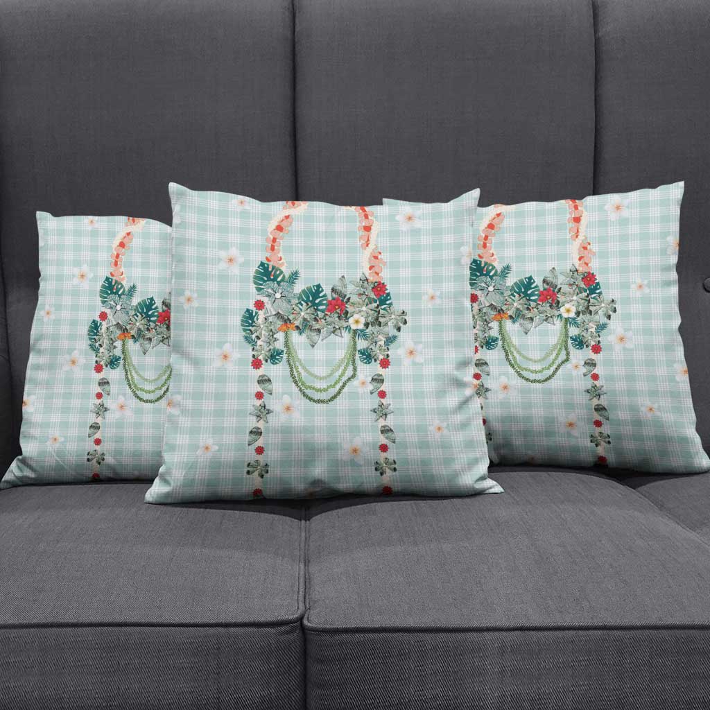 Turquoise Hawaiian Palaka Pillow Cover Kukui Nut Money Lei LT9 - Polynesian Pride