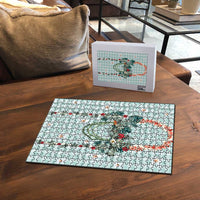 Turquoise Hawaiian Palaka Puzzle Kukui Nut Money Lei - Polynesian Pride