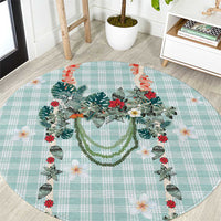 Turquoise Hawaiian Palaka Round Carpet Kukui Nut Money Lei - Polynesian Pride