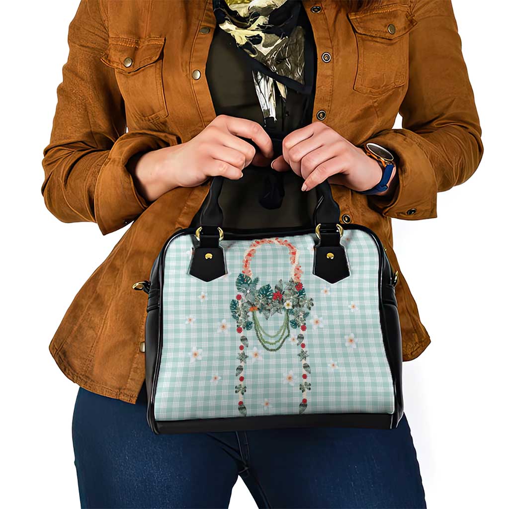 Turquoise Hawaiian Palaka Shoulder Handbag Kukui Nut Money Lei LT9 - Polynesian Pride