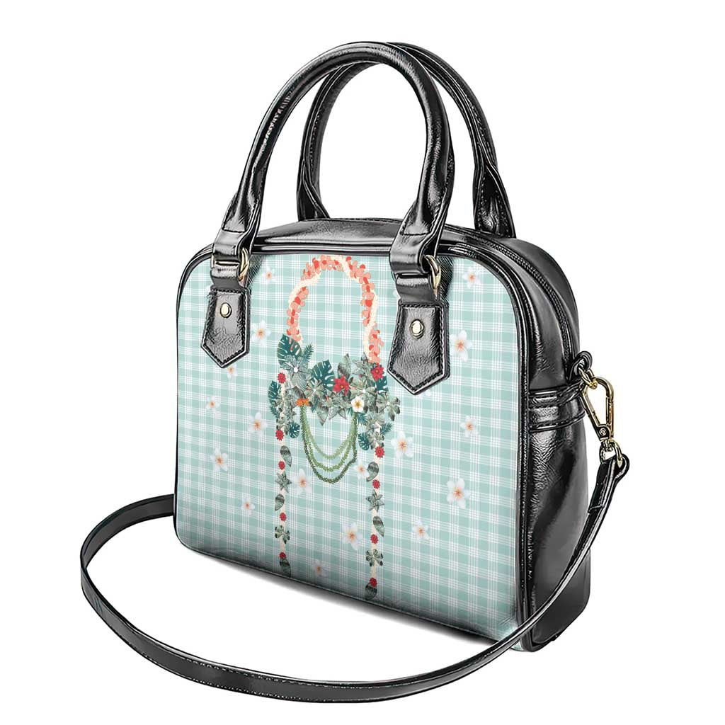 Turquoise Hawaiian Palaka Shoulder Handbag Kukui Nut Money Lei LT9 - Polynesian Pride