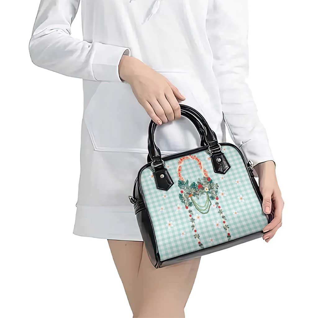 Turquoise Hawaiian Palaka Shoulder Handbag Kukui Nut Money Lei LT9 - Polynesian Pride