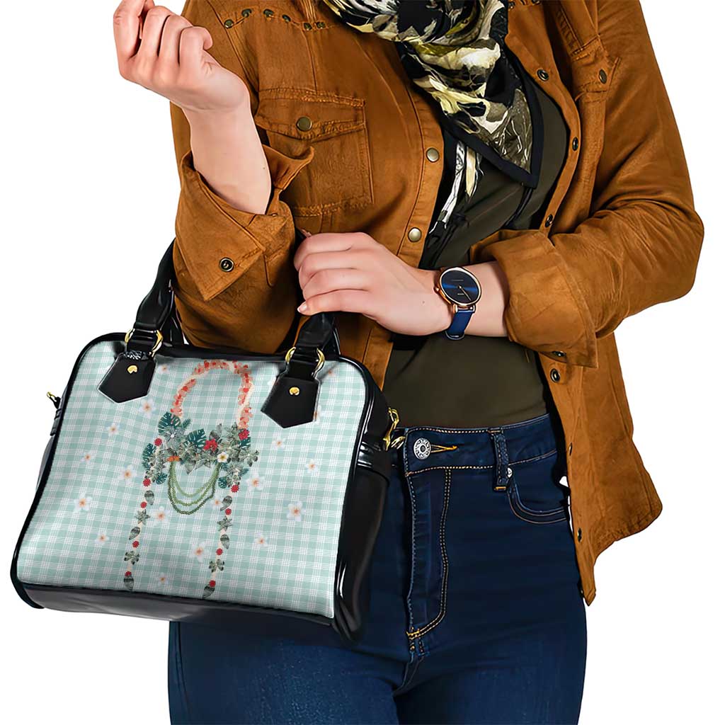 Turquoise Hawaiian Palaka Shoulder Handbag Kukui Nut Money Lei LT9 - Polynesian Pride