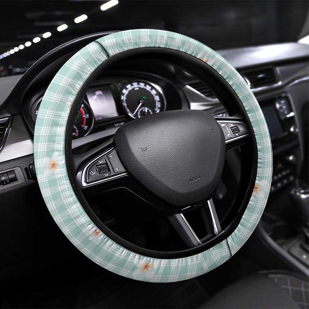 Turquoise Hawaiian Palaka Steering Wheel Cover Kukui Nut Money Lei - Polynesian Pride