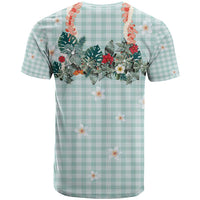 Turquoise Hawaiian Palaka T Shirt Kukui Nut Money Lei - Polynesian Pride