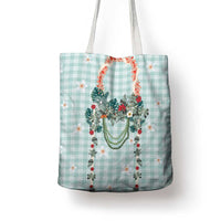 Turquoise Hawaiian Palaka Tote Bag Kukui Nut Money Lei - Polynesian Pride