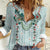 Turquoise Hawaiian Palaka Women Casual Shirt Kukui Nut Money Lei - Polynesian Pride