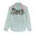 Turquoise Hawaiian Palaka Women Casual Shirt Kukui Nut Money Lei - Polynesian Pride