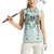 Turquoise Hawaiian Palaka Women Sleeveless Polo Shirt Kukui Nut Money Lei - Polynesian Pride