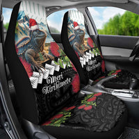 Meri Kirihimete Tuatara Car Seat Cover New Zealand Fern with Puhutukawa Flowers