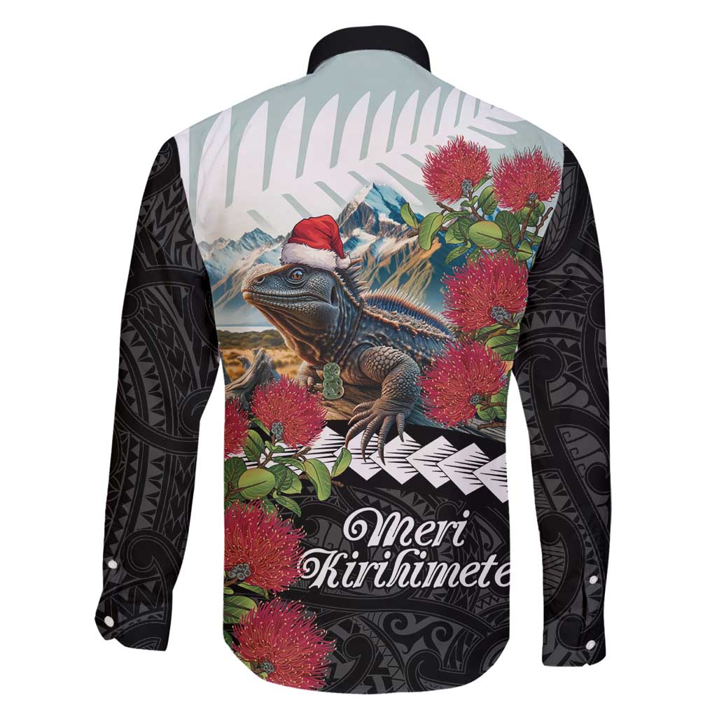 Meri Kirihimete Tuatara Family Matching Puletasi and Hawaiian Shirt New Zealand Fern with Puhutukawa Flowers
