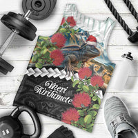 Meri Kirihimete Tuatara Men Tank Top New Zealand Fern with Puhutukawa Flowers