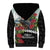 Meri Kirihimete Tuatara Sherpa Hoodie New Zealand Fern with Puhutukawa Flowers