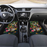 Meri Kirihimete Kakapo Santa Car Mats Merry Christmas with Tropical Vibe LT9 Set 2pcs - Front Green - Polynesian Pride